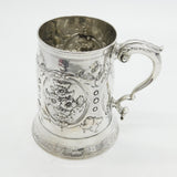 Newcastle George III Sterling Silver Floral Pint Tankard Antique c1795 Robertson