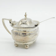 George III Sterling Silver Blue Glass Lined Mustard Pot Antique c1800 London