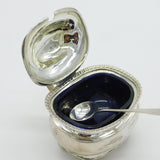 George III Sterling Silver Blue Glass Lined Mustard Pot Antique c1800 London