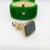 Victorian 9ct Yellow Gold & Bloodstone Fob Seal Pendant Antique c1860
