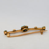 Edwardian 9ct Rose Gold, Turquoise & Seed Pearl Sweetheart Brooch Antique c1910