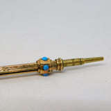 Victorian 9ct Yellow Gold Cased & Turquoise Set Propelling Pencil Antique c1860