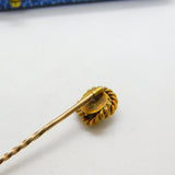 15ct Yellow Gold & Pearl Set Lovers Knot Stick Pin Antique c1910 Edwardian