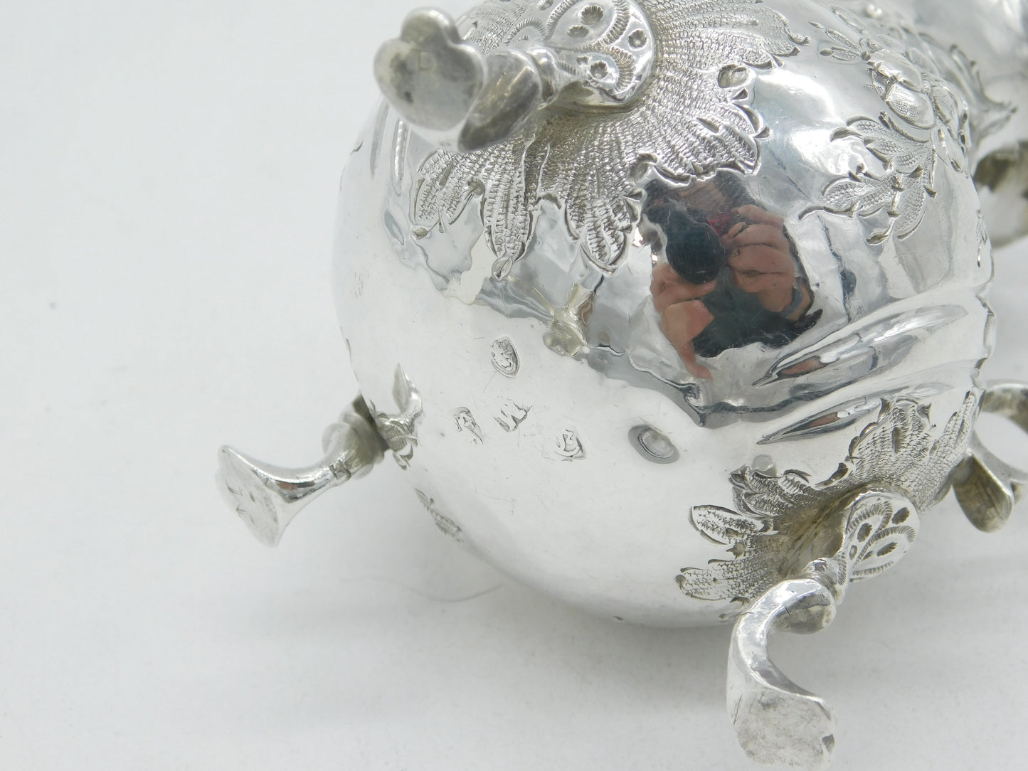 George II Sterling Silver Floral Crested Cream Jug Antique 1758 London