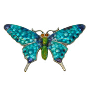 Sterling Silver Colourful Guilloche Enamel Butterfly Brooch Antique c1920 Deco