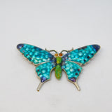 Sterling Silver Colourful Guilloche Enamel Butterfly Brooch Antique c1920 Deco
