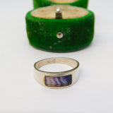Sterling Silver & Derbyshire Blue John Set Dress Ring Vintage c1970