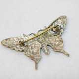 Sterling Silver Colourful Guilloche Enamel Butterfly Brooch Antique c1920 Deco