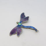 Edwardian Sterling Silver & Enamel Dragonfly Insect Brooch Antique c1910
