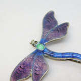 Edwardian Sterling Silver & Enamel Dragonfly Insect Brooch Antique c1910