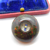 Victorian Carved Bloodstone Compass Set Travelling Brooch c1880 Antique