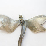 Edwardian Sterling Silver & Enamel Dragonfly Insect Brooch Antique c1910