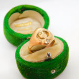 18ct Yellow Gold & Diamond Art Nouveau Lady Signet Ring Antique c1930 Deco