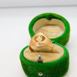 18ct Yellow Gold & Diamond Art Nouveau Lady Signet Ring Antique c1930 Deco