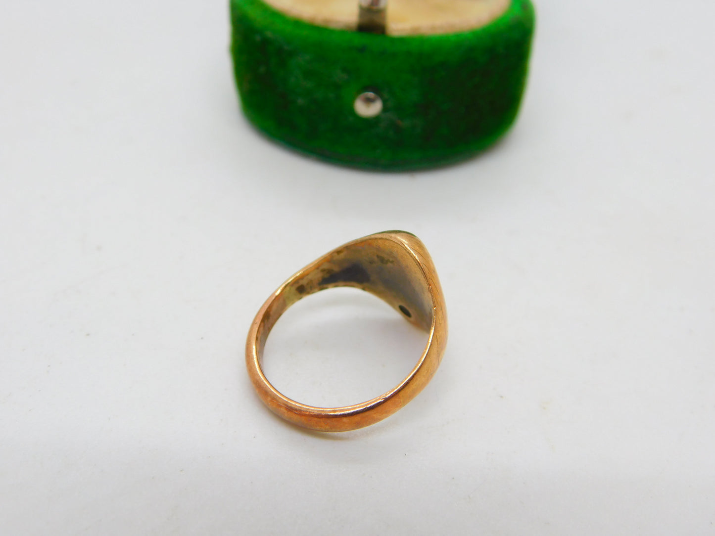 18ct Yellow Gold & Diamond Art Nouveau Lady Signet Ring Antique c1930 Deco
