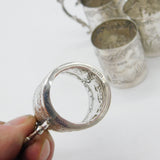 Set of Four Sterling Silver Shot Cup Mounts Farming Scenes Antique 1927 Art Deco