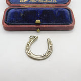 Sterling Silver 'Jolly Good Luck' Horseshoe Pendant Antique c1920 Art Deco