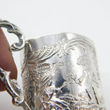 Set of Four Sterling Silver Shot Cup Mounts Farming Scenes Antique 1927 Art Deco