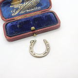 Sterling Silver 'Jolly Good Luck' Horseshoe Pendant Antique c1920 Art Deco