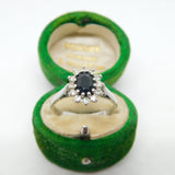 18ct White Gold, 0.75ct Sapphire & Diamond Engagement Ring Vintage c1960