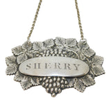 Victorian Sterling Silver Leaf & Vine Sherry Decanter Label Antique 1840 Birmingham