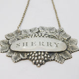 Victorian Sterling Silver Leaf & Vine Sherry Decanter Label Antique 1840 Birmingham