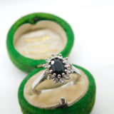 18ct White Gold, 0.75ct Sapphire & Diamond Engagement Ring Vintage c1960
