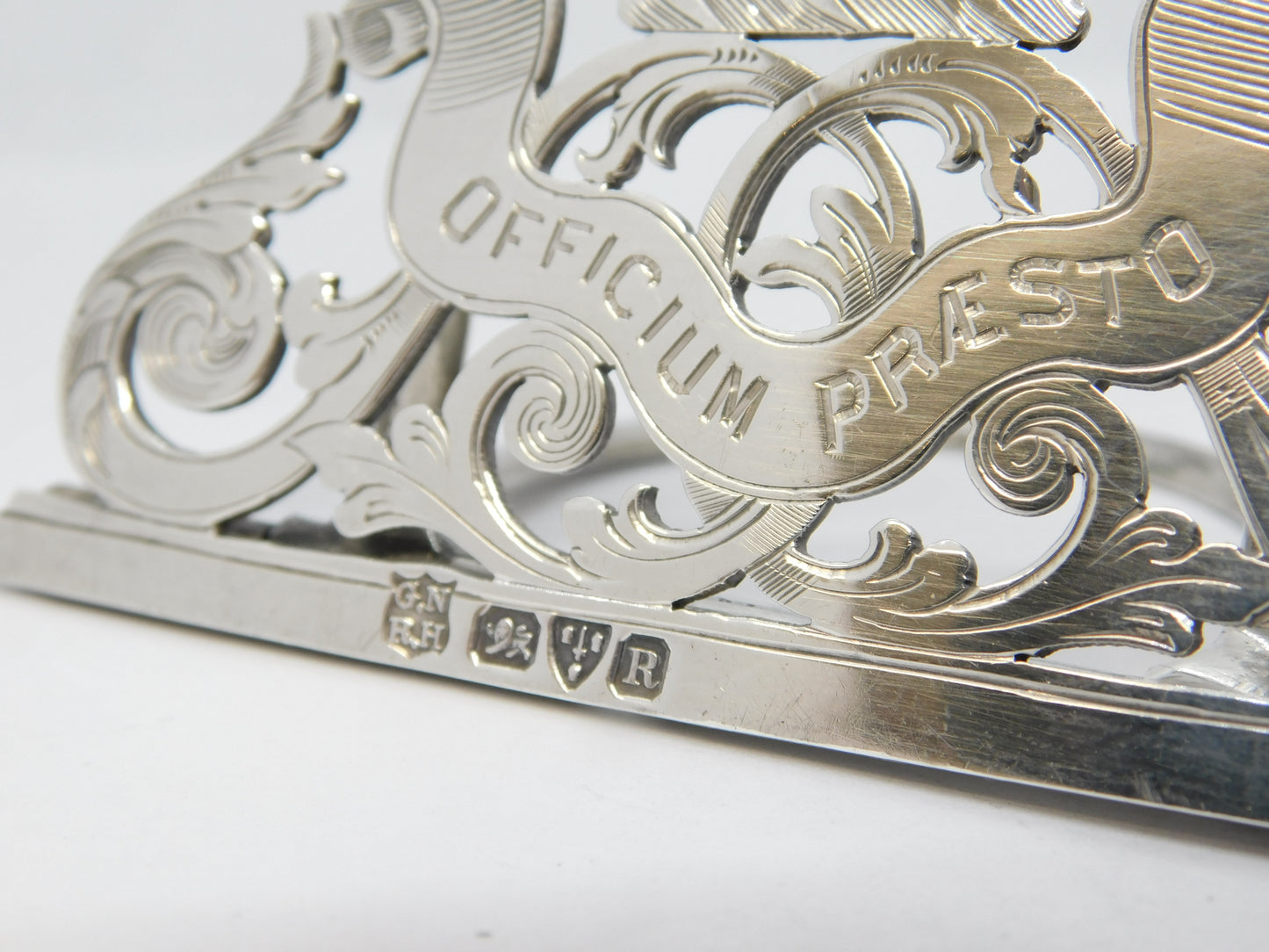 Victorian Sterling Silver Pownell Family Heraldic Place Holder Antique 1899 Chester