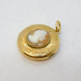 9ct Yellow Gold Back & Front Cameo Set Locket Pendant Antique c1930 Art Deco