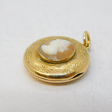 9ct Yellow Gold Back & Front Cameo Set Locket Pendant Antique c1930 Art Deco