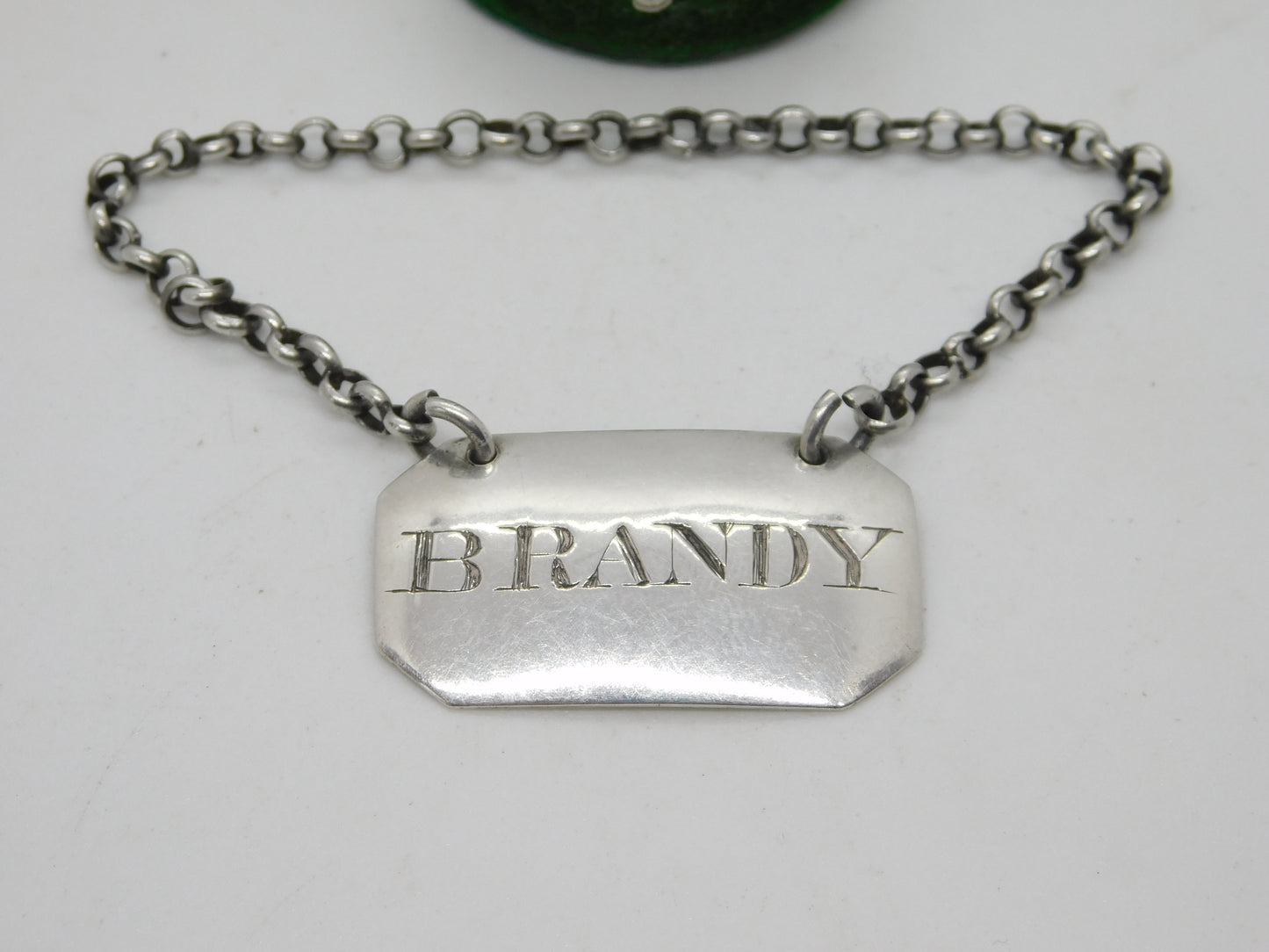 George III Scottish Sterling Silver Brandy Decanter Label Antique 1815 Edinburgh