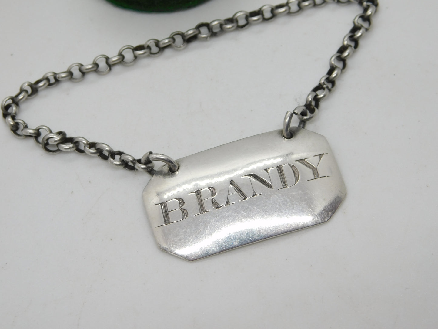 George III Scottish Sterling Silver Brandy Decanter Label Antique 1815 Edinburgh