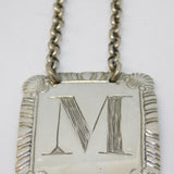 George III Sterling Silver 'M' Letter Madeira Decanter Label Antique 1815 London