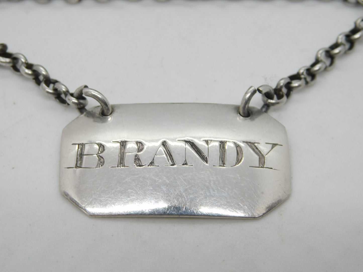 George III Scottish Sterling Silver Brandy Decanter Label Antique 1815 Edinburgh