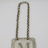 George III Sterling Silver 'M' Letter Madeira Decanter Label Antique 1815 London