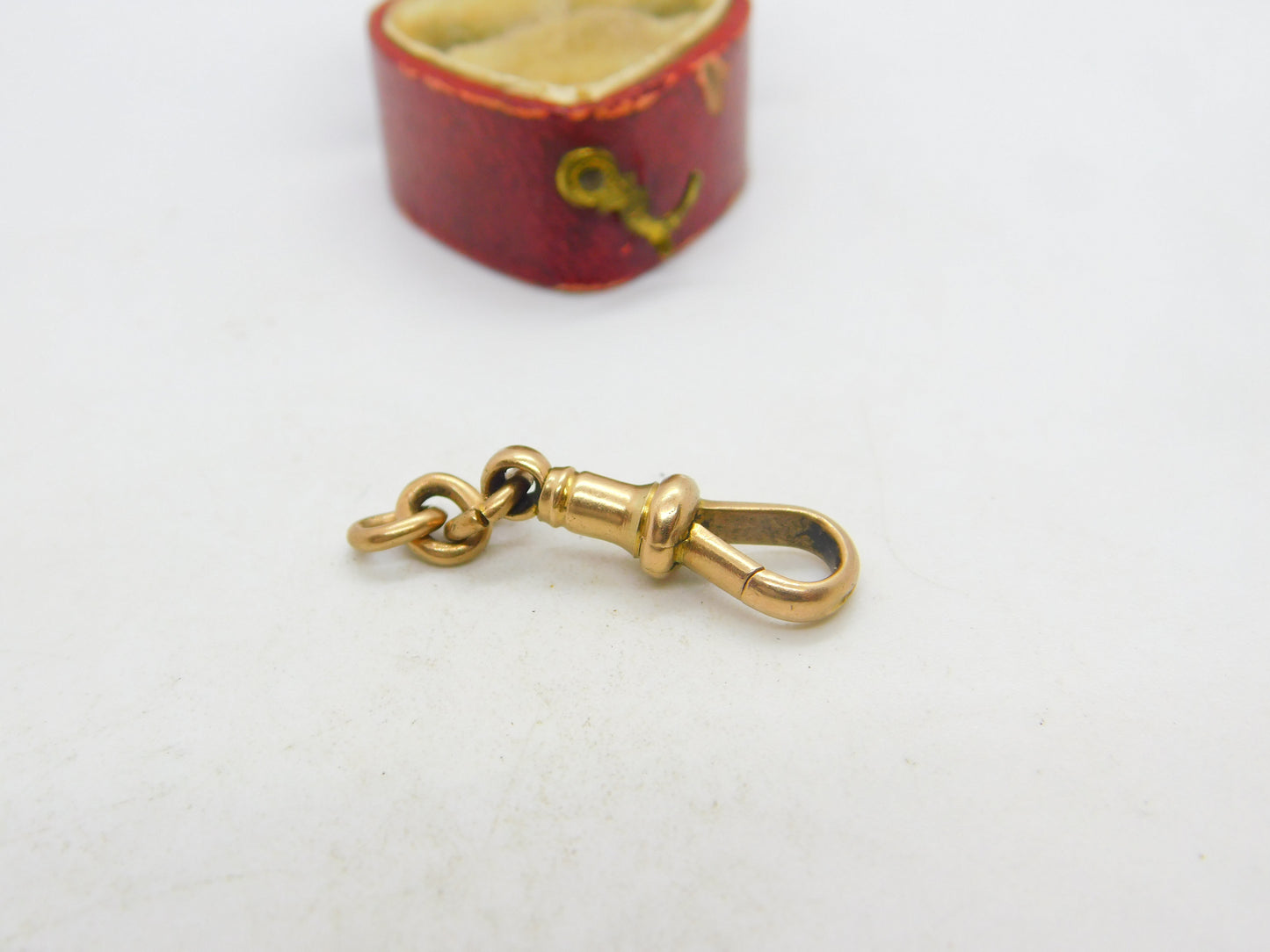 Edwardian 9ct Rose Gold Albert Watch Chain Dog Clip Clasp Antique c1910