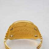 Georgian 18ct Gold, Glass, Paste Mourning Ring 'Thomas Walker, 1835' Antique AF