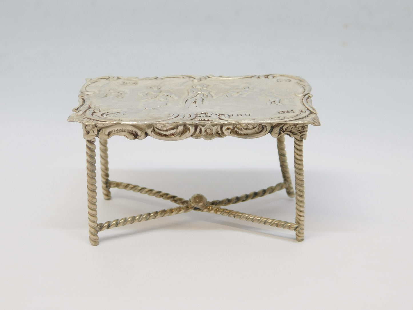 Victorian Sterling Silver Miniature Pub Tavern Table Antique 1890 London