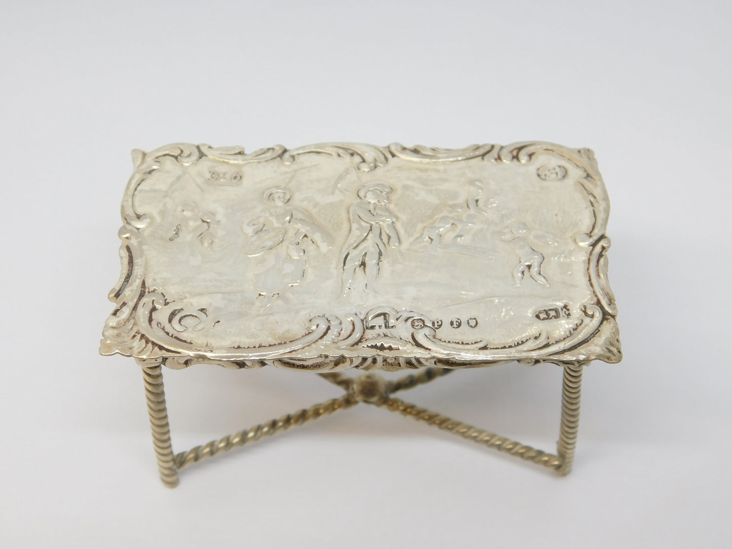 Victorian Sterling Silver Miniature Pub Tavern Table Antique 1890 London