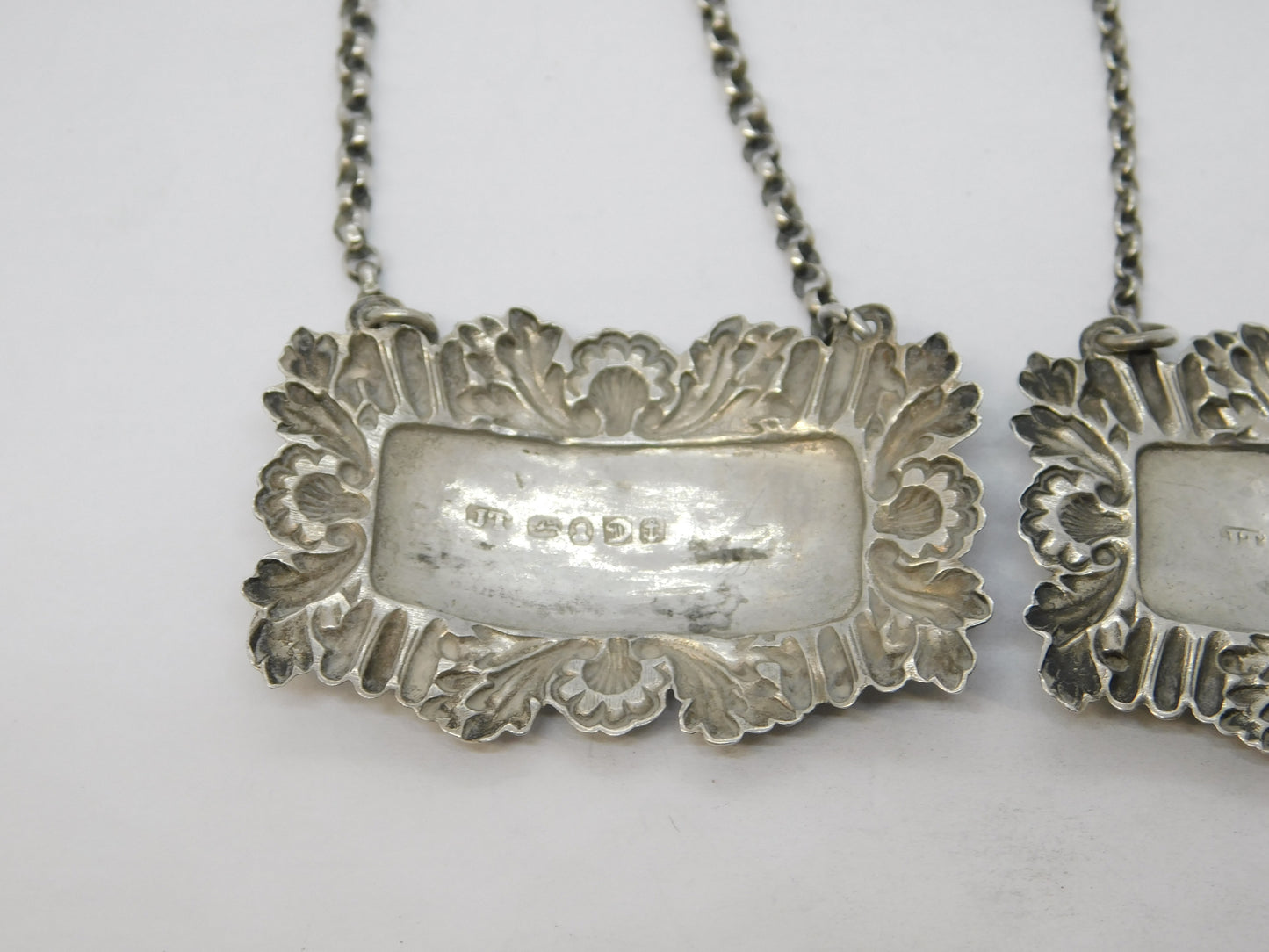William IV Sterling Silver Madeira & Sherry Decanter Label Pair Antique 1837 Birmingham
