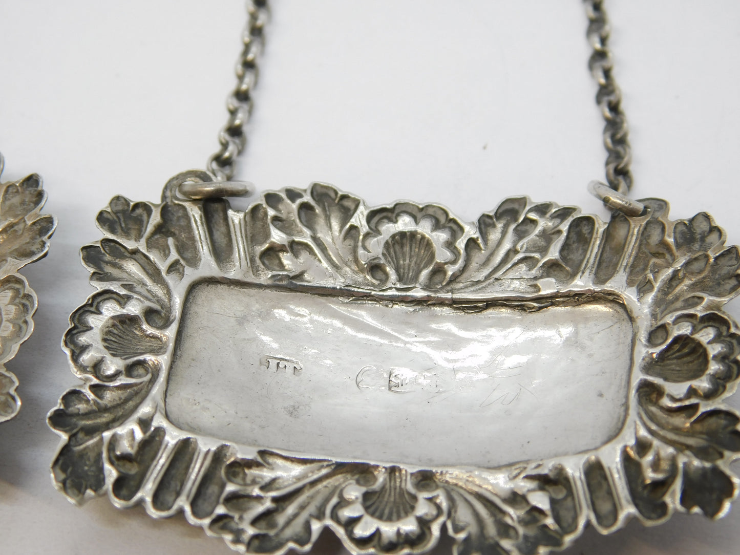 William IV Sterling Silver Madeira & Sherry Decanter Label Pair Antique 1837 Birmingham