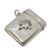 Edwardian Sterling Silver Novelty Sun Pattern Vesta Case Antique 1907 Chester