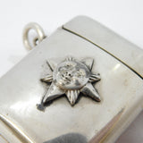 Edwardian Sterling Silver Novelty Sun Pattern Vesta Case Antique 1907 Chester