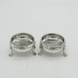 George III Matched Pair of Sterling Silver Salt Cellars Antique 1764 London