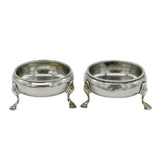 George III Matched Pair of Sterling Silver Salt Cellars Antique 1764 London