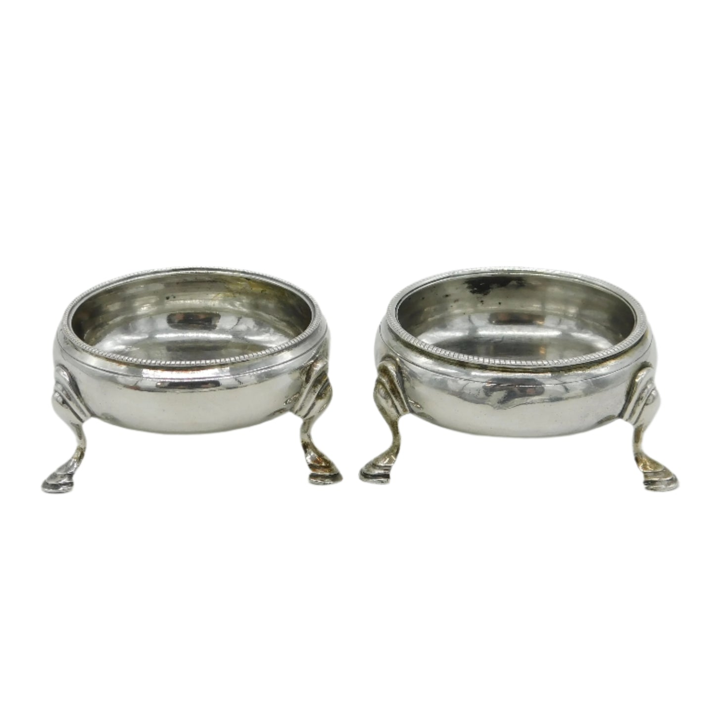 George III Matched Pair of Sterling Silver Salt Cellars Antique 1764 London
