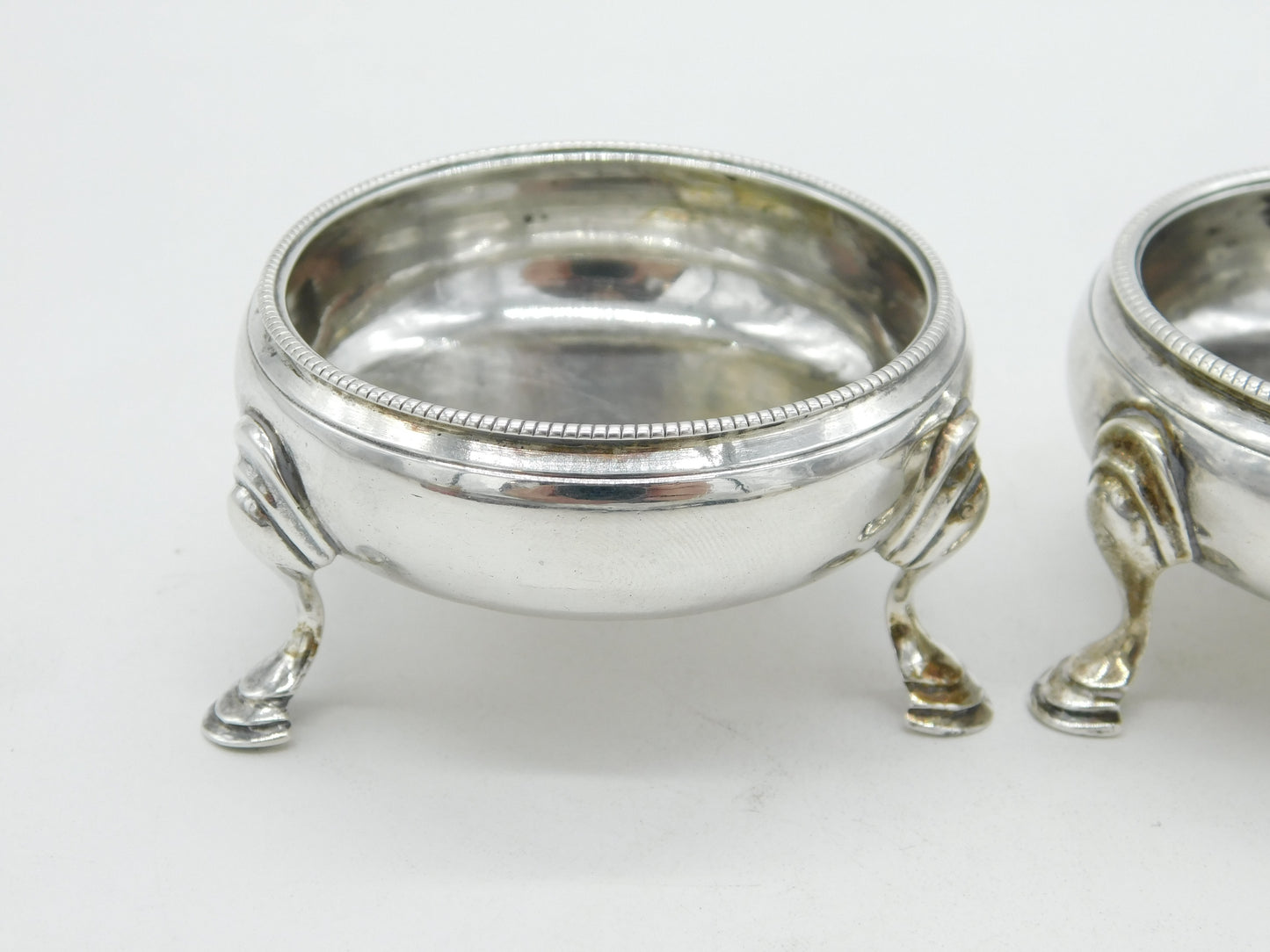George III Matched Pair of Sterling Silver Salt Cellars Antique 1764 London