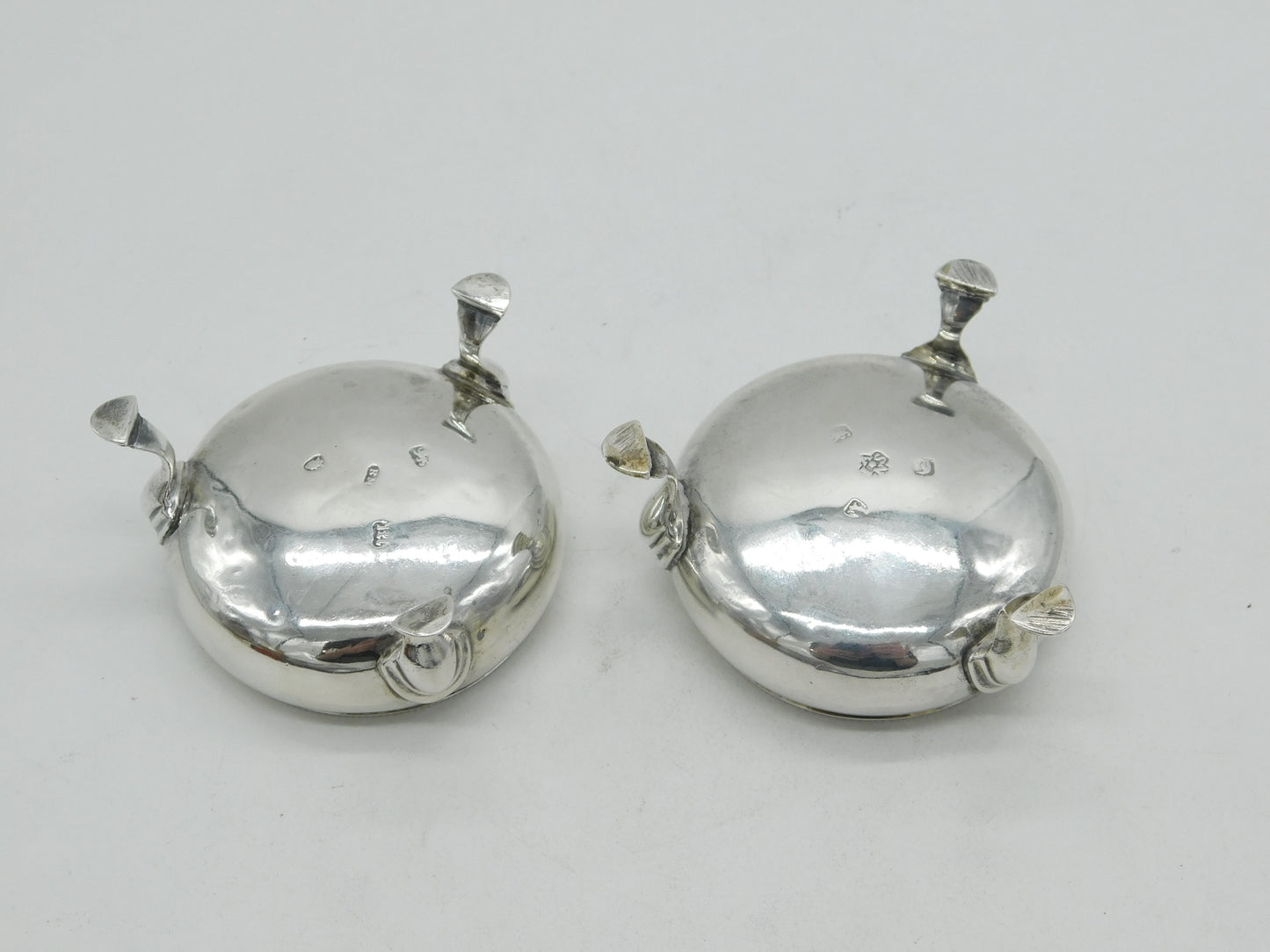 George III Matched Pair of Sterling Silver Salt Cellars Antique 1764 London
