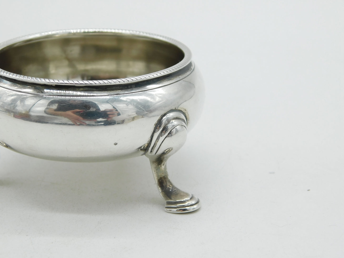 George II Sterling Silver Paw Foot Salt Cellar Antique 1752 London D. Hennell I