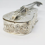 Edwardian Sterling Silver Novelty Violin or Cello Snuff Box Antique 1904 Chester